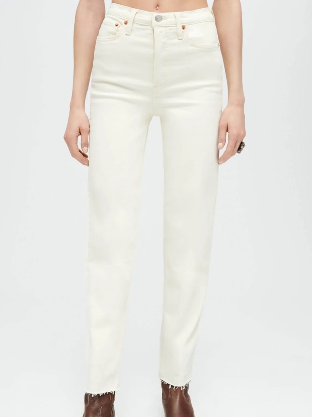 Ivory White High-Rise Jeans